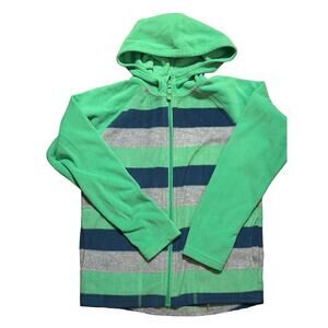Slalom Blue Green Stripe Zip Fleece Hoodie 10/12